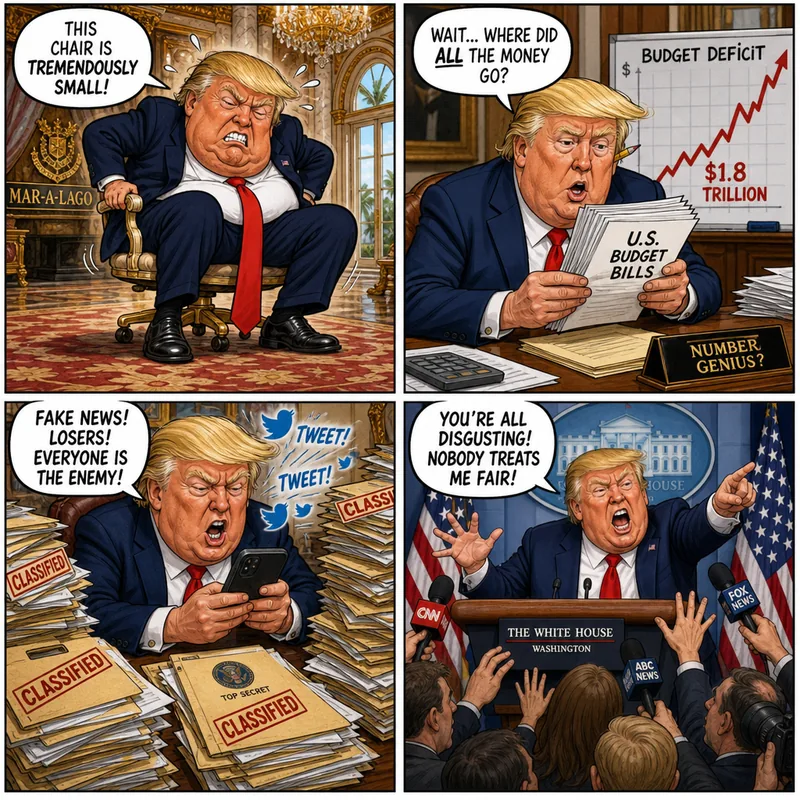 Satirical editorial cartoon