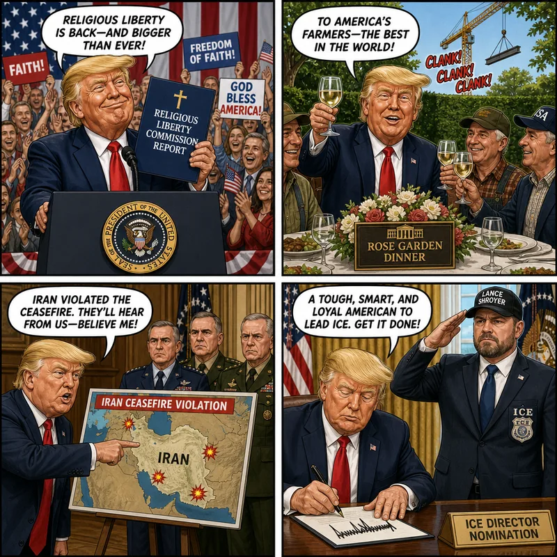 Satirical editorial cartoon