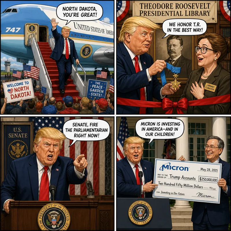Satirical editorial cartoon