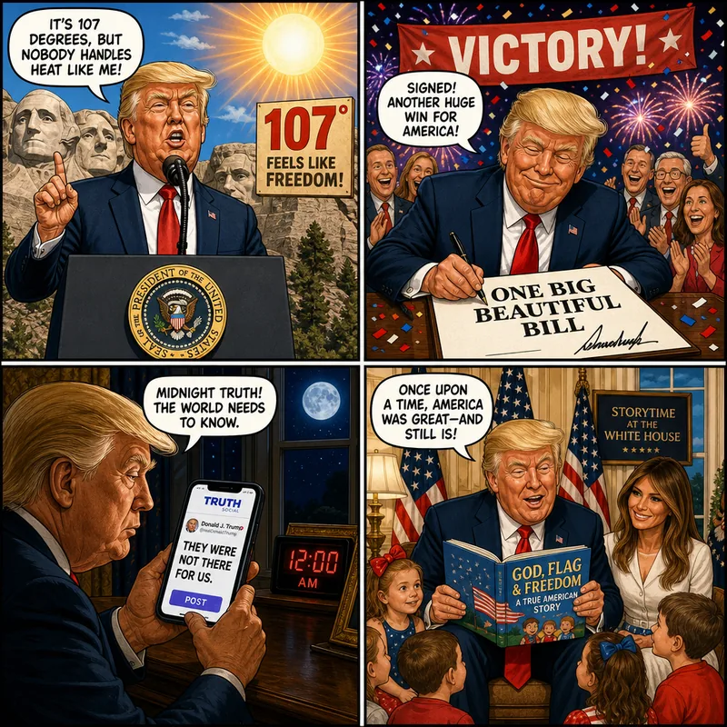 Satirical editorial cartoon
