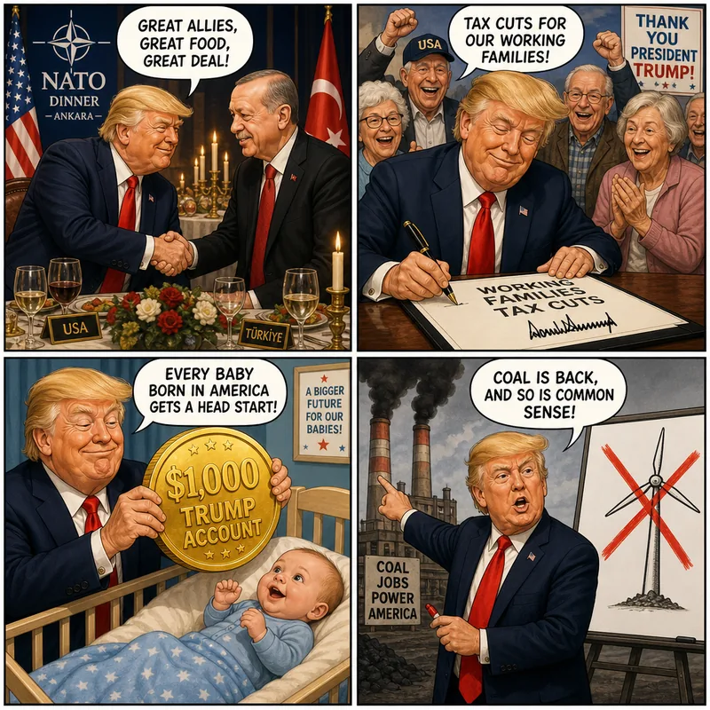 Satirical editorial cartoon