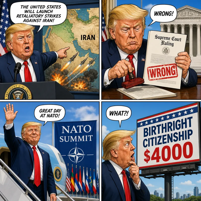 Satirical editorial cartoon