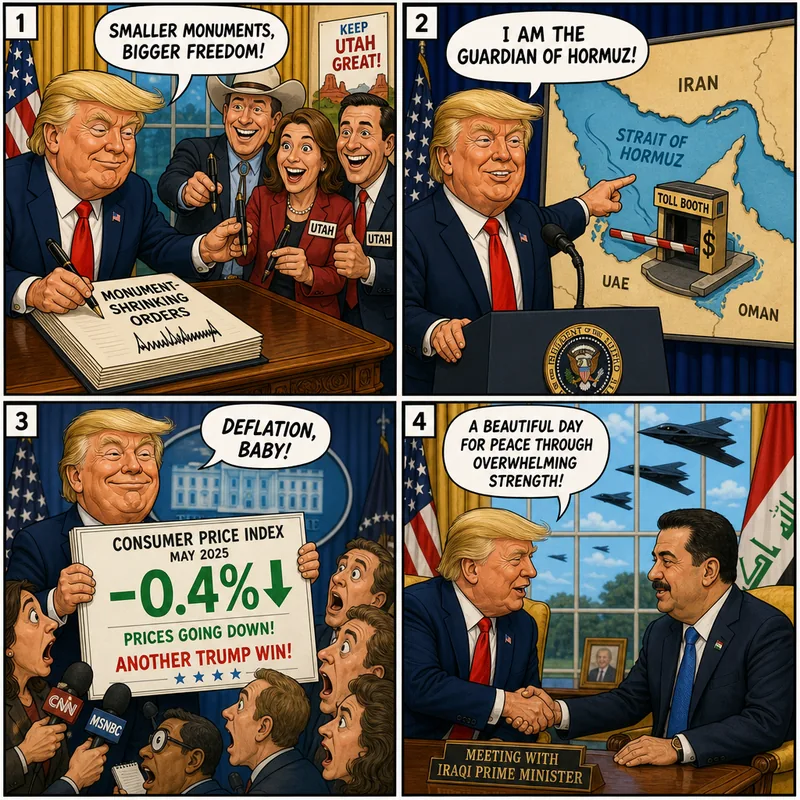 Satirical editorial cartoon