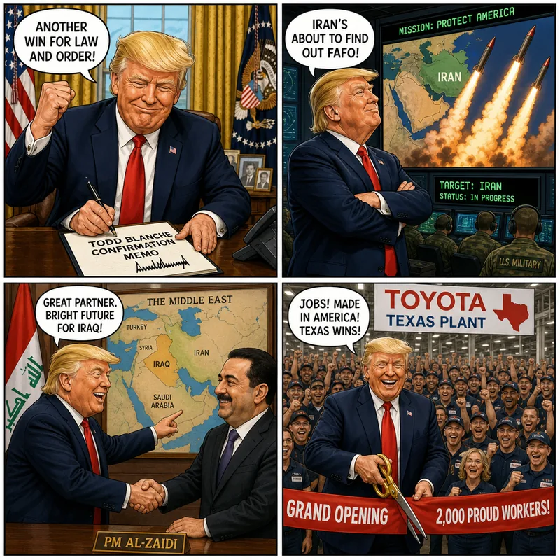 Satirical editorial cartoon
