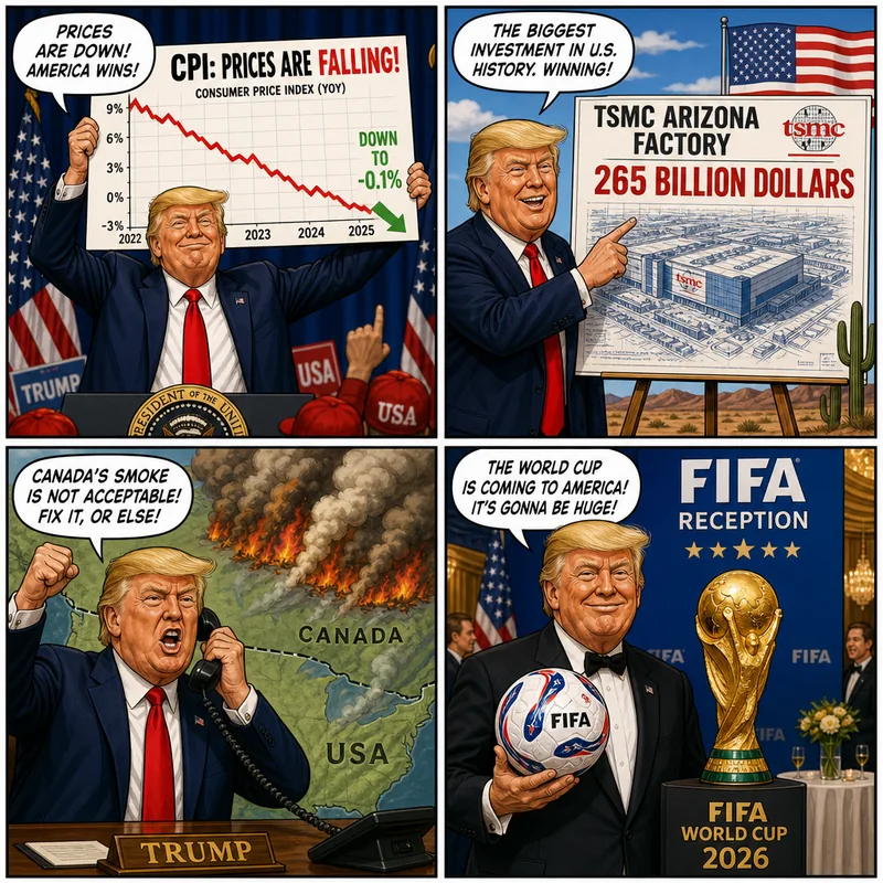 Satirical editorial cartoon