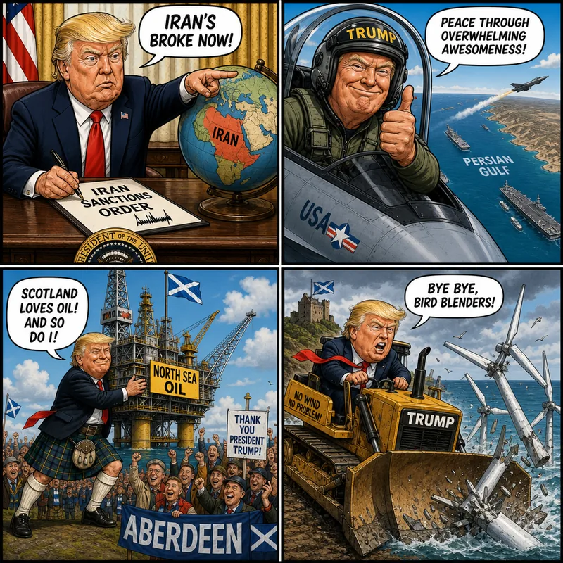 Satirical editorial cartoon