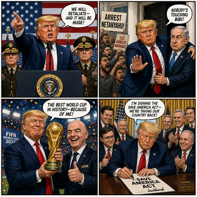 Satirical editorial cartoon