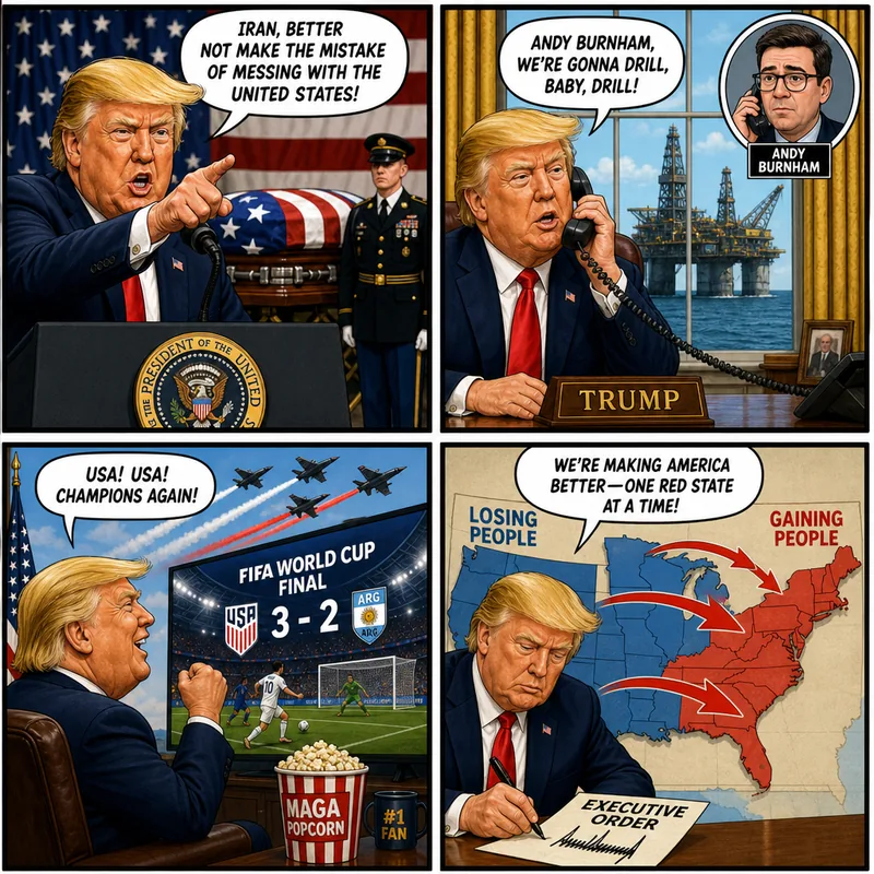 Satirical editorial cartoon