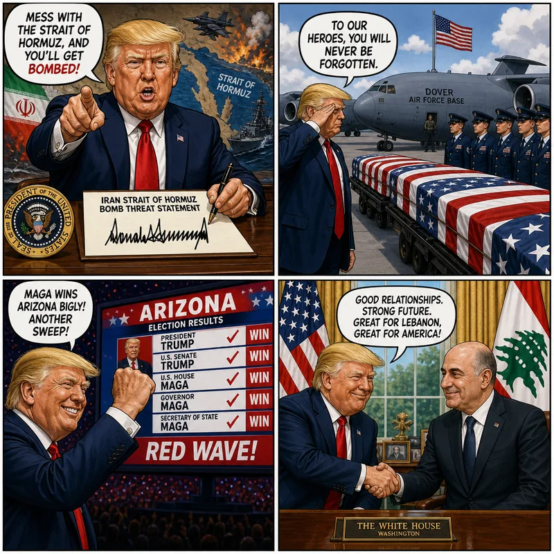 Satirical editorial cartoon