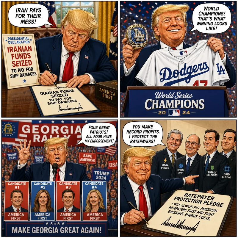 Satirical editorial cartoon