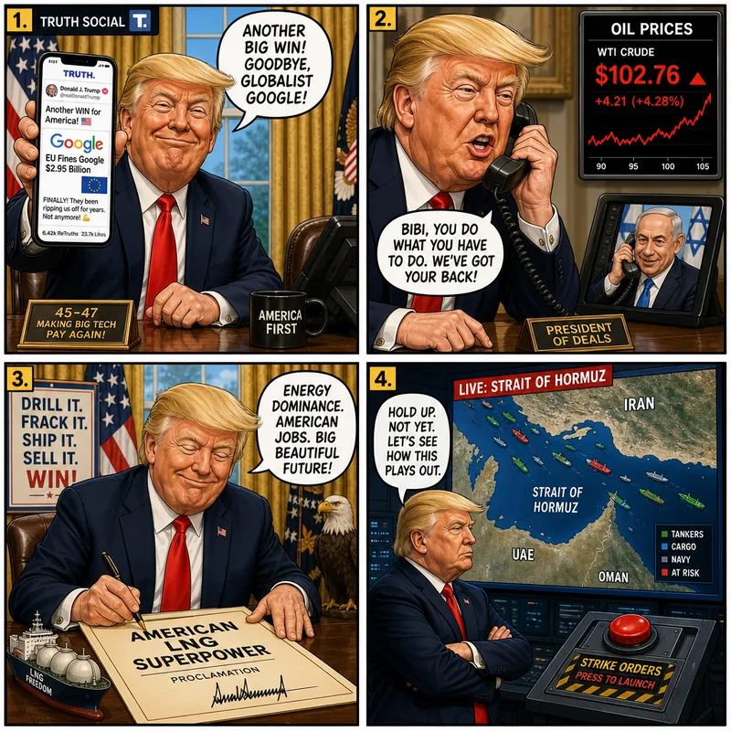 Satirical editorial cartoon