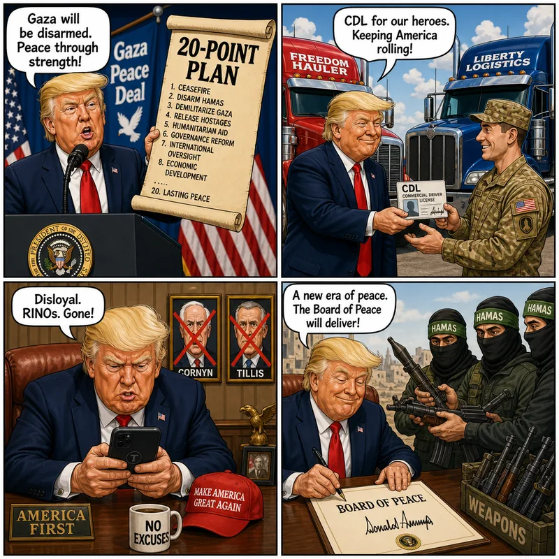 Satirical editorial cartoon