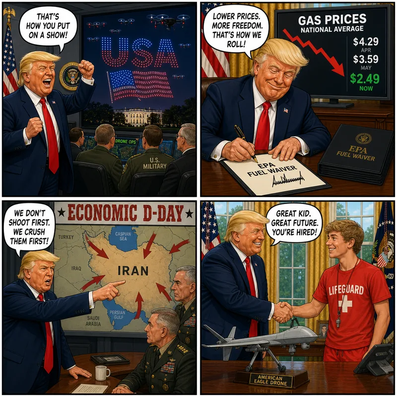 Satirical editorial cartoon
