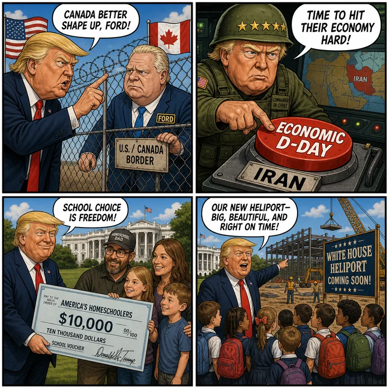 Satirical editorial cartoon