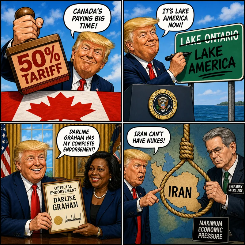 Satirical editorial cartoon