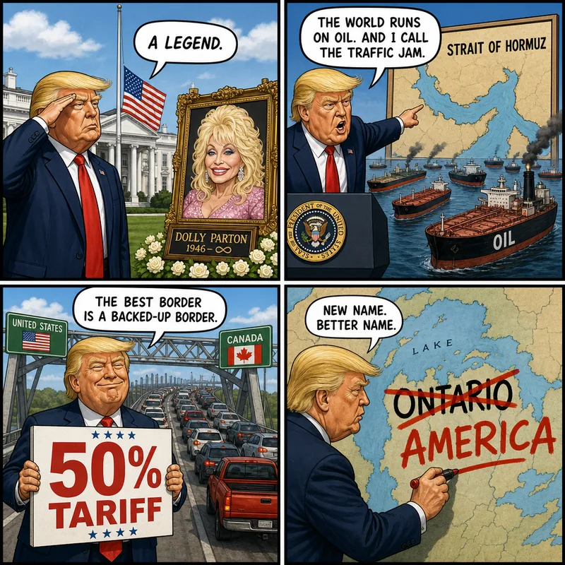 Satirical editorial cartoon