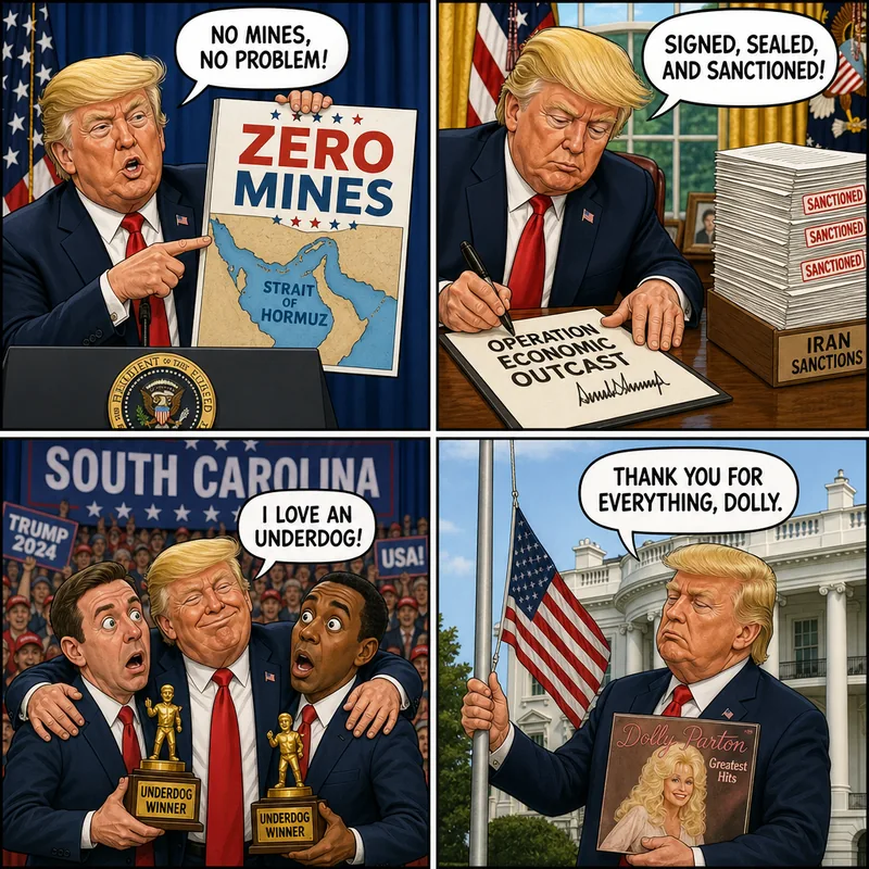 Satirical editorial cartoon