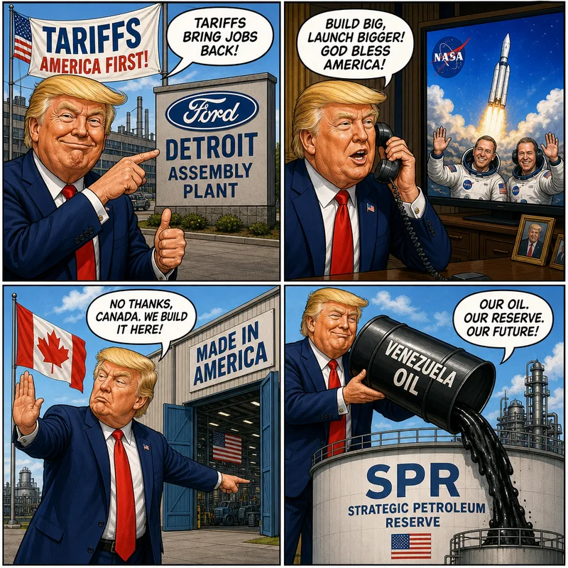 Satirical editorial cartoon