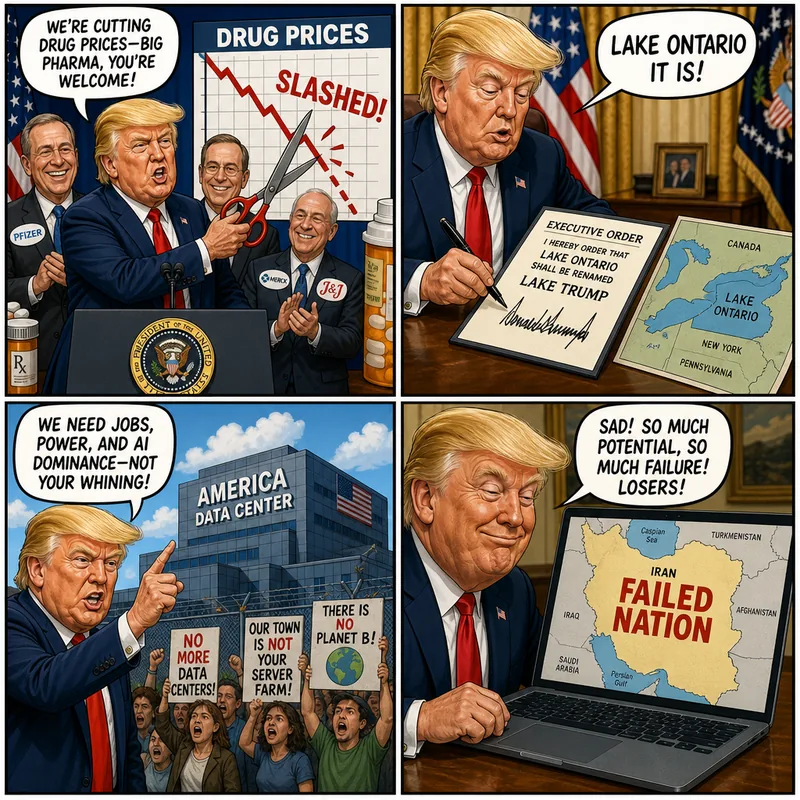 Satirical editorial cartoon