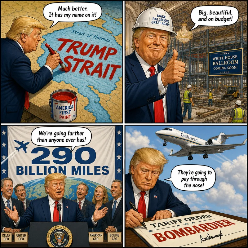 Satirical editorial cartoon