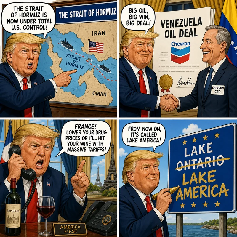 Satirical editorial cartoon