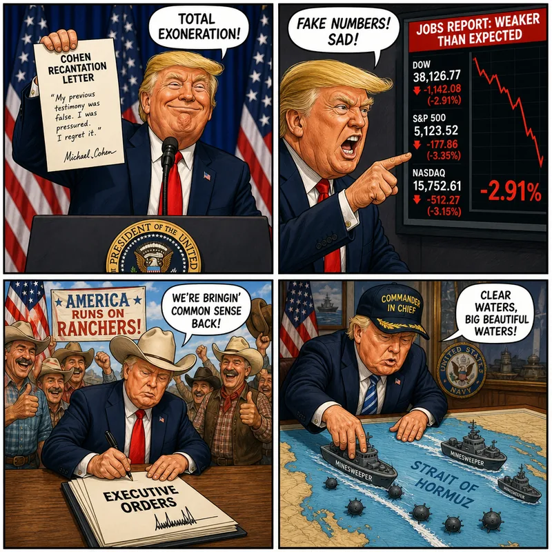 Satirical editorial cartoon