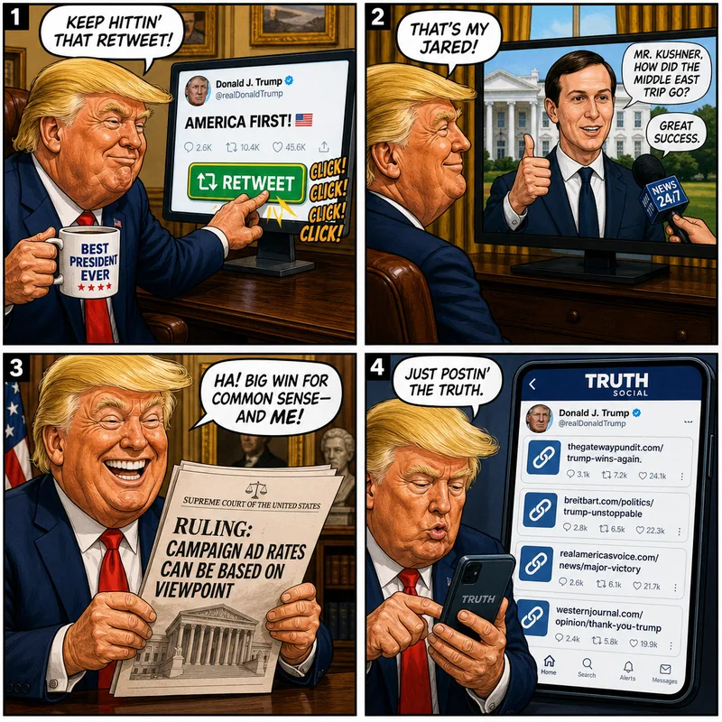 Satirical editorial cartoon