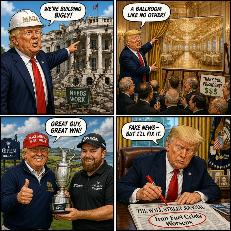 Satirical editorial cartoon