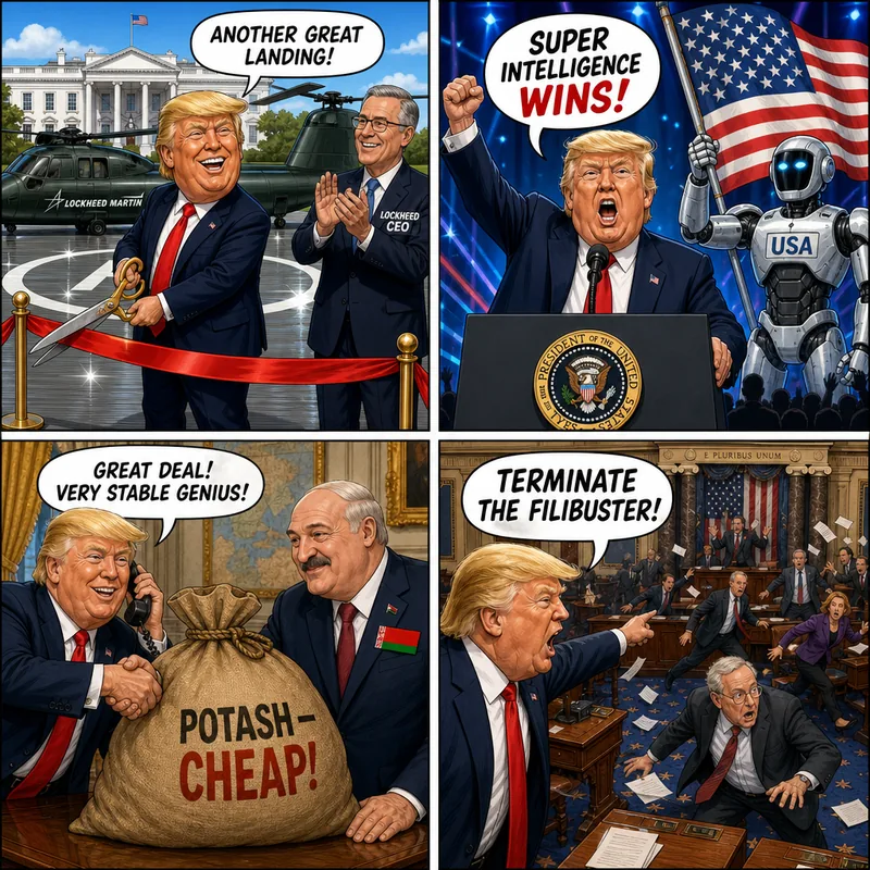 Satirical editorial cartoon