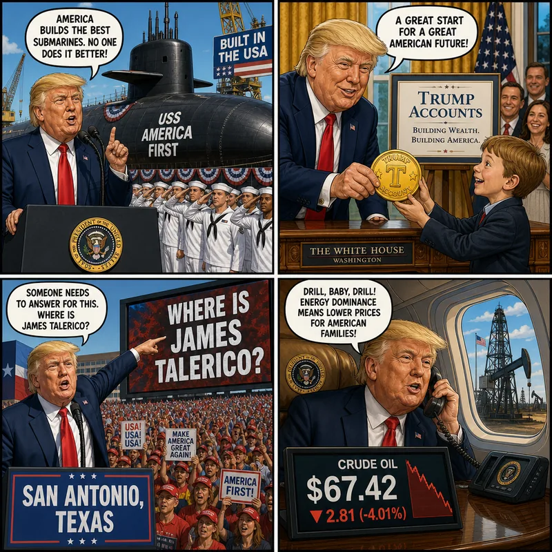 Satirical editorial cartoon