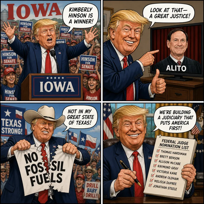 Satirical editorial cartoon